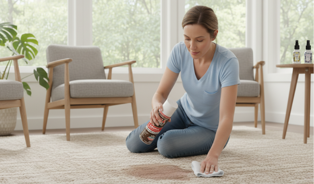 woman cleaning with Bull Shot Carpet Remover