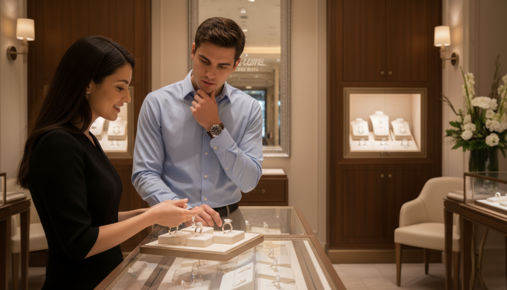 man buying an engagement ring