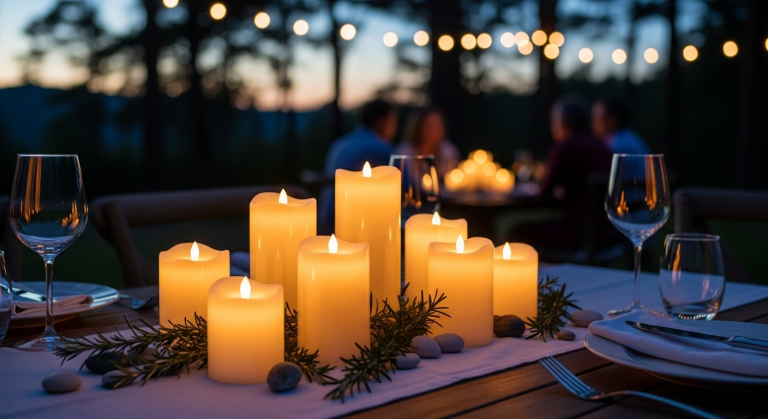 Luminara Flameless Candle Review: The Realistic Flickering Candles That Make Outdoor Dining Decor Feel Instantly More Elegant