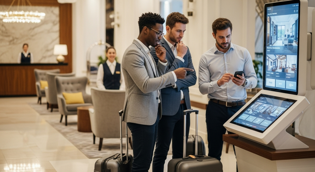 men in a hotel