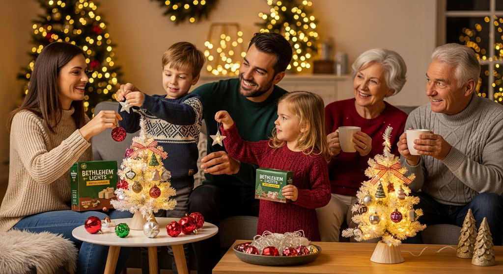 Christmas decorating with family