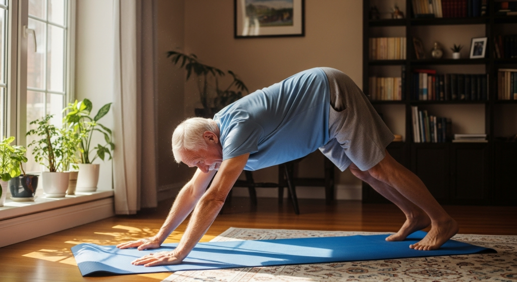 man doing yoga on a mat