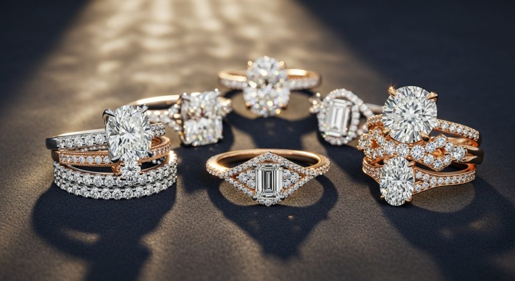 Six jewelry rings.