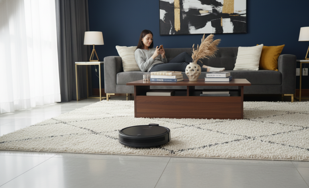 robot vacuum  in the living room