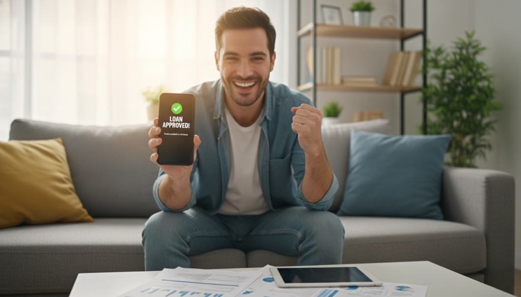 man with approved personal loan