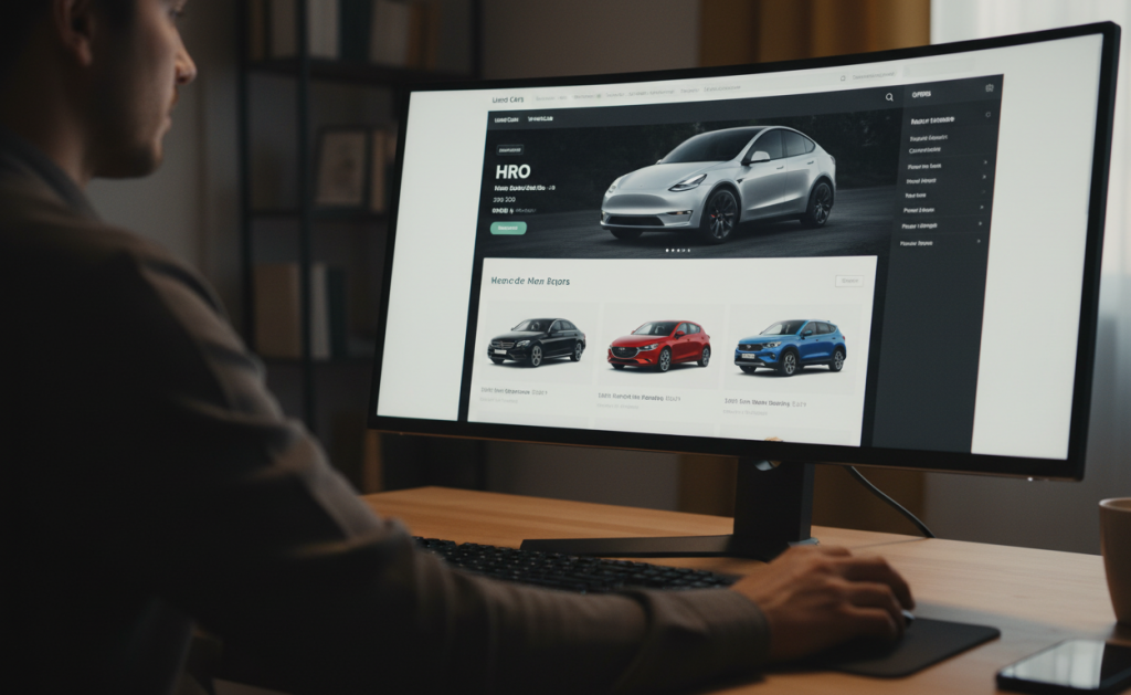 person browsing cars online