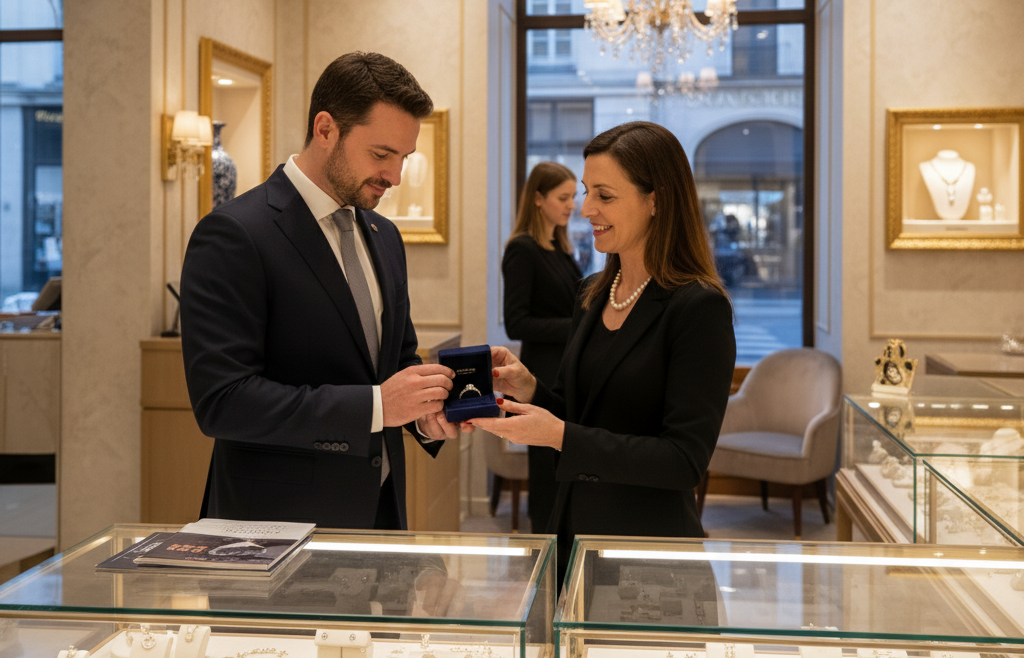 man buying jewelry
