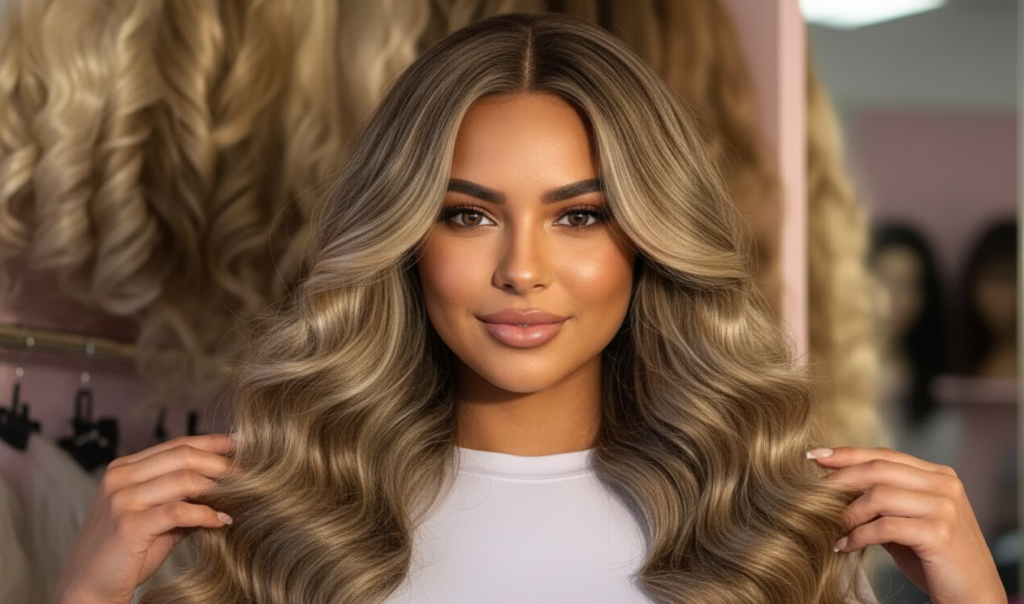 model with wig