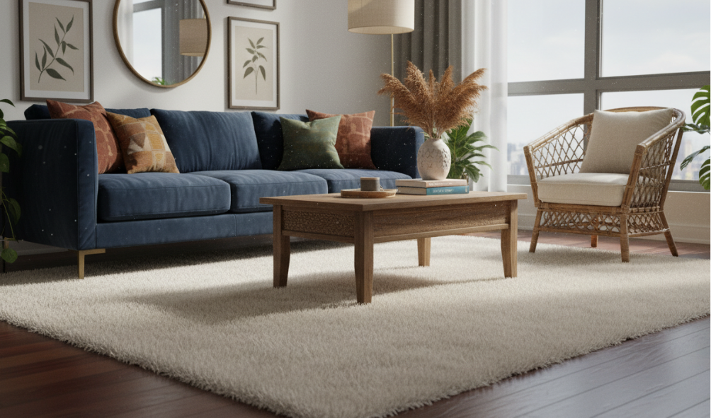 living room with carpet