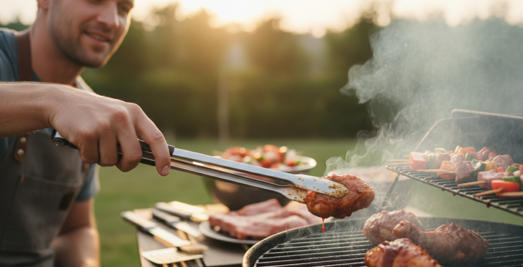 man doing a bbq
