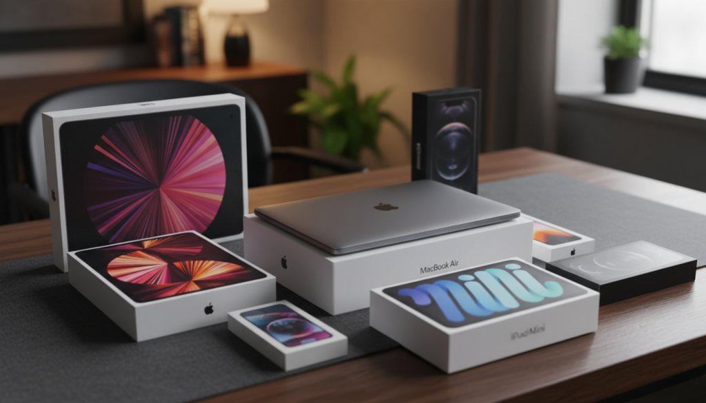apple devices on the table