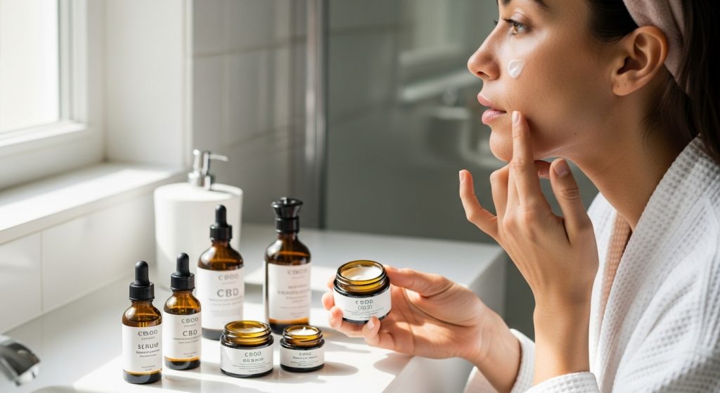 Woman using CBD cream