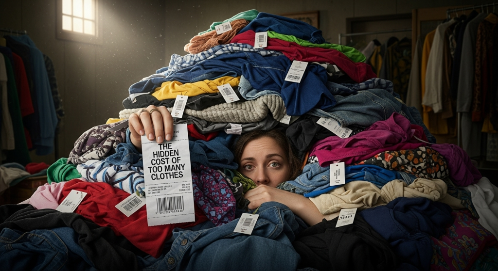 Woman covered in lots of clothing