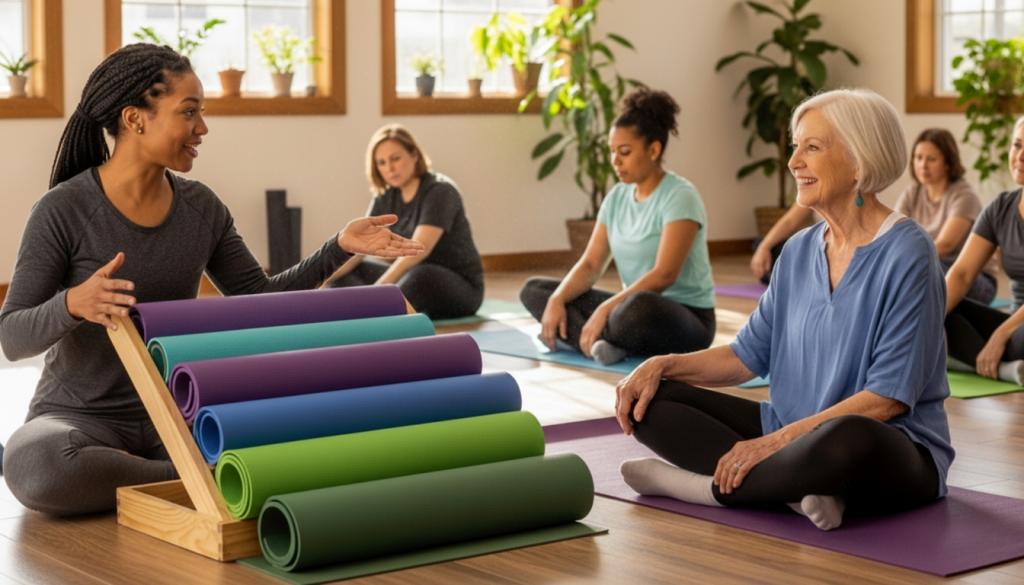 yoga class and mats