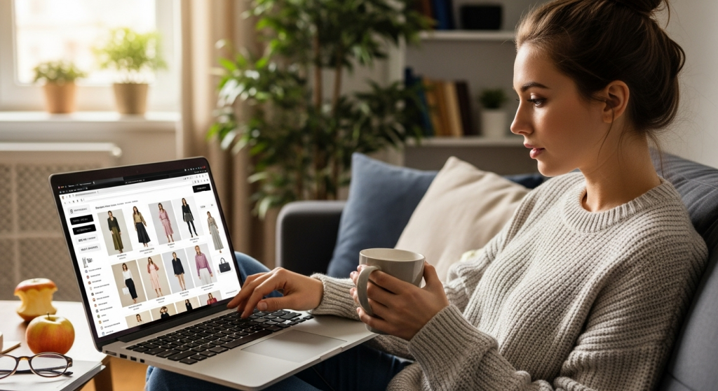 woman shopping for clothes online