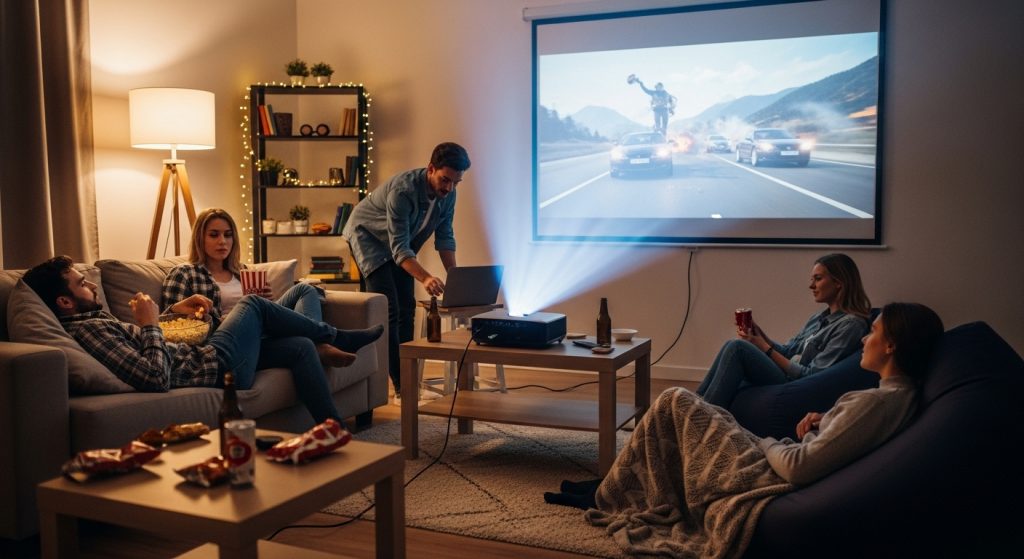 Projector in a living room.