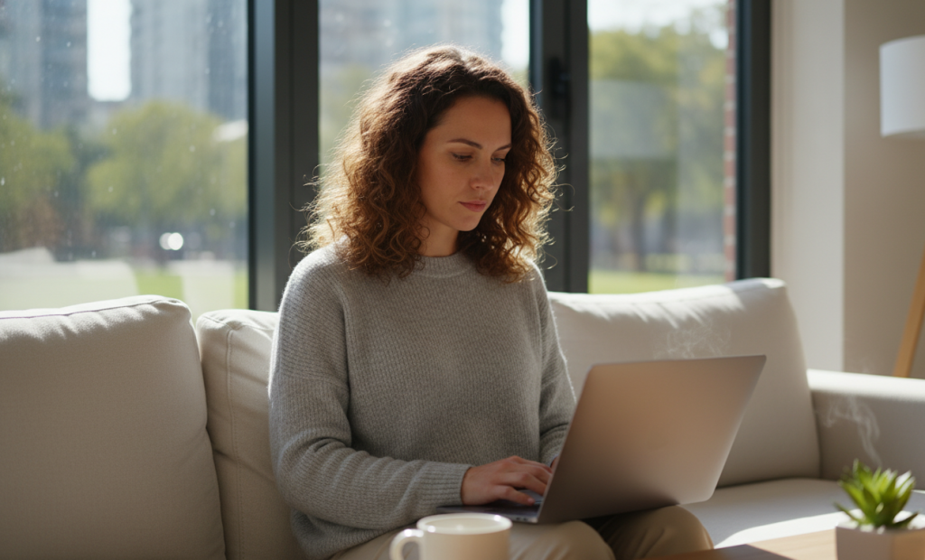 woman using laptop