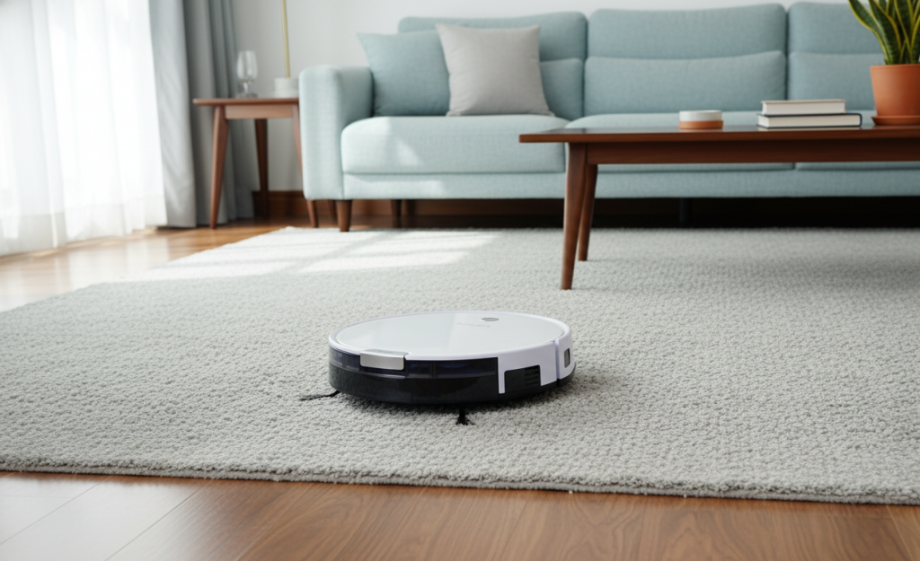 robot vacuum  in the living room