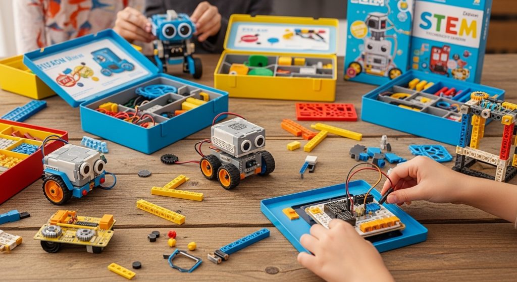 Kids building robots/electronics.