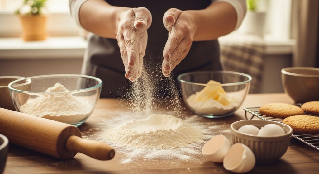 person making bread at home