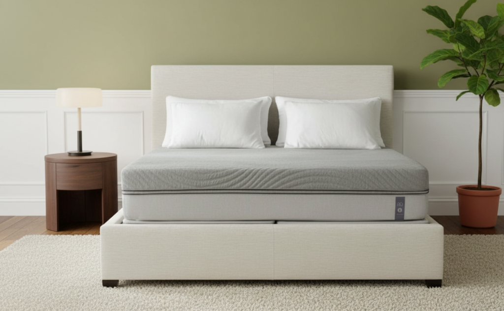bed in room with sleepnumber mattress