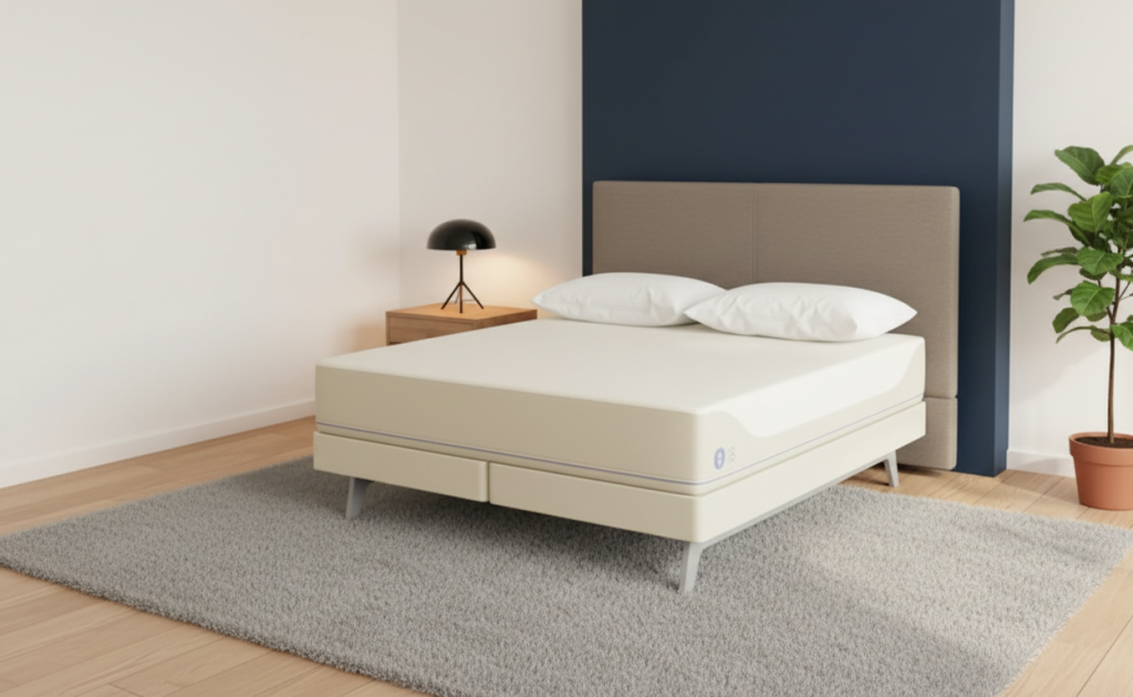 bed in room with sleepnumber mattress
